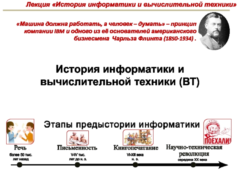 Презентация Лекция  История информатики и вычислительной техники
История информатики и