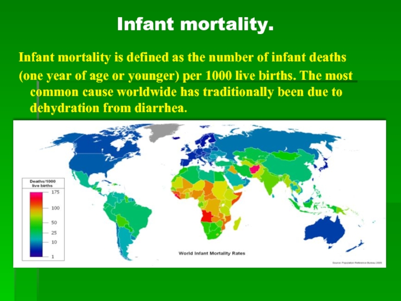 Infant mortality.Infant mortality is defined as the number of infant deaths (one year of age or younger)