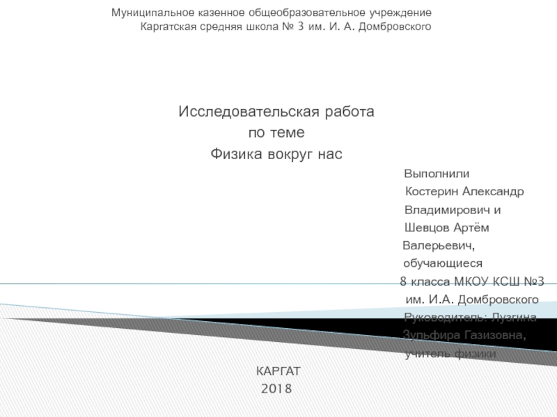 Муниципальное казенное общеобразовательное учреждение Каргатская средняя школа