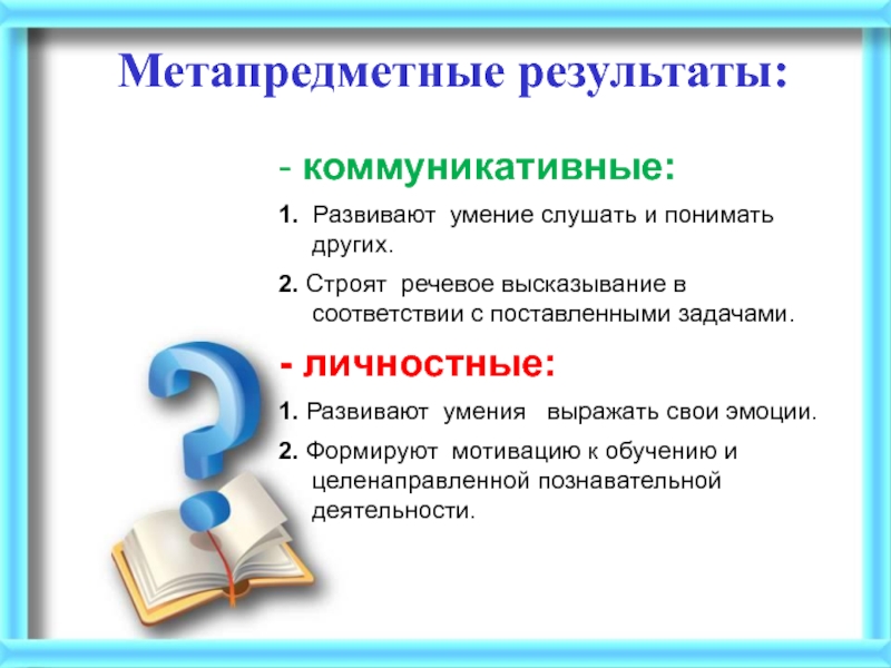 Коммуникативные результаты. Метапредметные Результаты коммуникативные развивательные. Строить речевое высказывание в соответствии с поставленной задачей. Коммуникативные Результаты урока. Вид результата строить речевое высказывание.