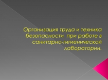 Организация труда и техника безопасности при работе в санитарно-гигиенической