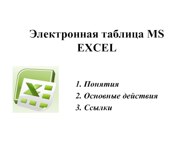 Электронная таблица MS EXCEL