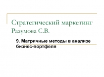 Матричные методы в анализе бизнес-портфеля