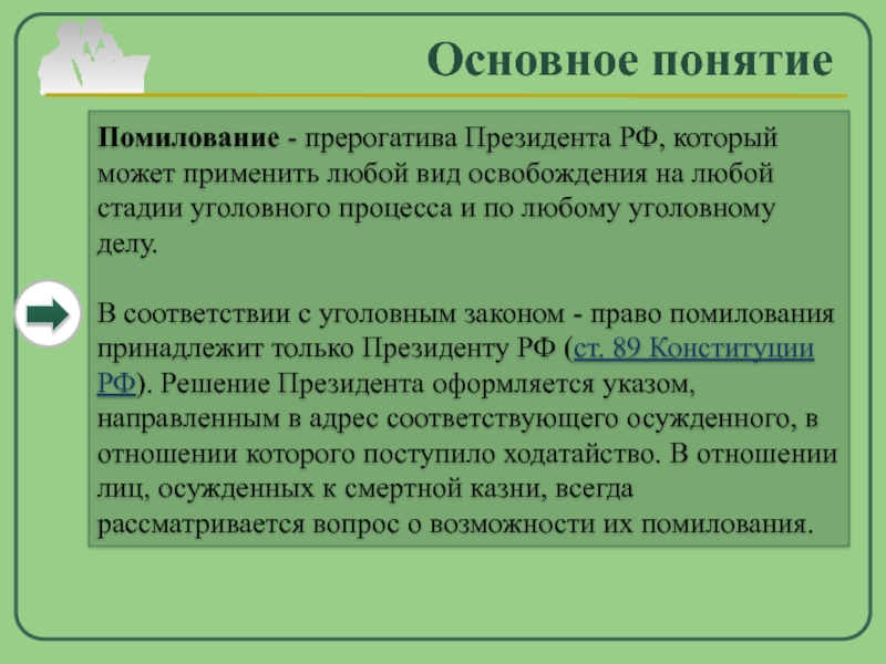 Помилование относится к правительству