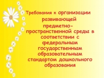 Требования к организации  развивающей  предметно-пространственной среды в соответствии с ФГОС дошкольного образования