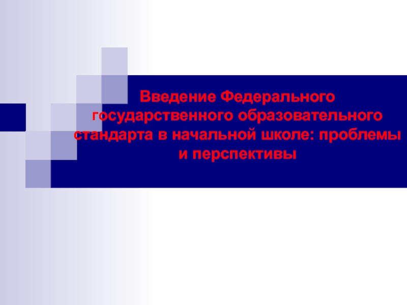 Введение Федерального государственного образовательного стандарта в начальной школе: проблемы и перспективы