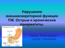 Нарушение внешнесекреторной функции ПЖ. Острые и хронические панкреатиты