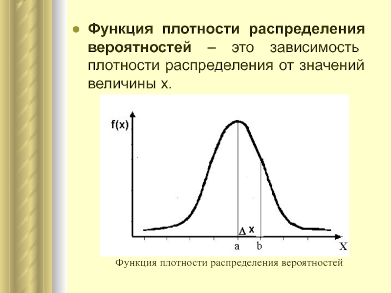 Построить функцию плотности вероятности. График плотности распределения вероятности. Функция плотности вероятности. Функция распределения вероятностей. Функция плотности распределения.