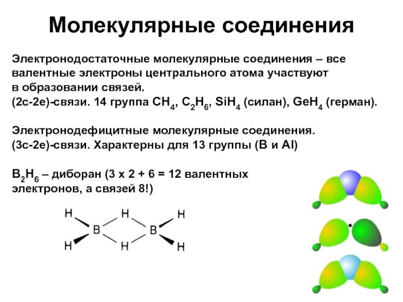 Е связи. Молекулярные соединения. Электронодефицитные молекулы. Электронодефицитные связи. Электронодефицитные соединения.