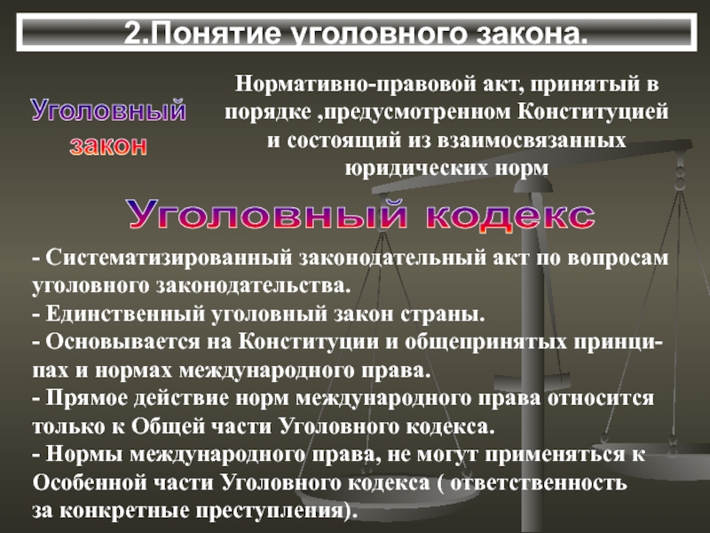 Уголовное законодательство ведение