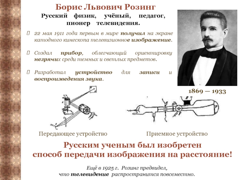 Русские физики. Борис Розинг. Борис Львович Розинг Телевидение. Ученый-физик Борис Розинг. Розинг Борис Львович с учеными.