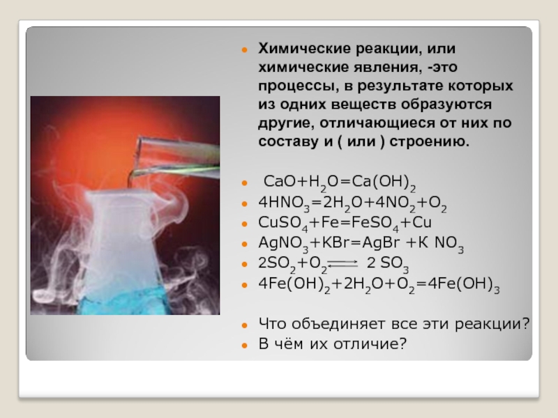 Презентация на тему химические реакции 8 класс химия