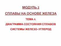 Модуль 2 сплавы на основе железа ТЕМА 4. ДИАГРАММА СОСТОЯНИЯ сплавов СИСТЕМЫ