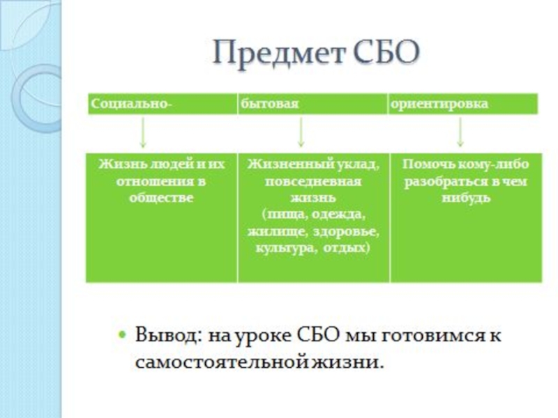 Расшифровка предметов. Предмет сбо. Разделы предмета сбо. Социально-бытовая ориентировка. Урок сбо.