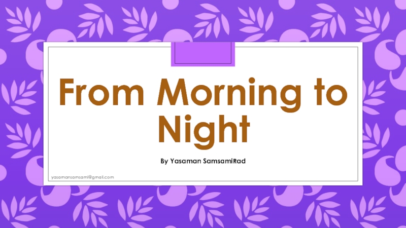 Презентация From Morning to Night