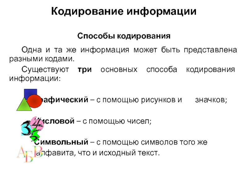 Способы кодирования информации презентация