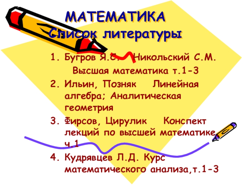 Список литературы математика. Разделы математики список. Отель математика список.