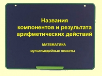 мультимедийные плакаты
МАТЕМАТИКА
Названия компонентов и результата