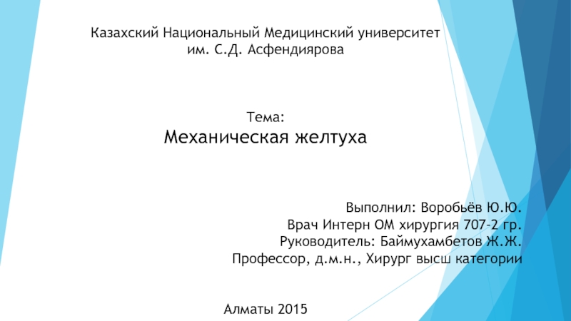 Казахский Национальный Медицинский университет
им. С.Д