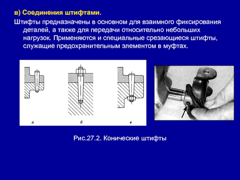 Действительное изображение штифтового соединения