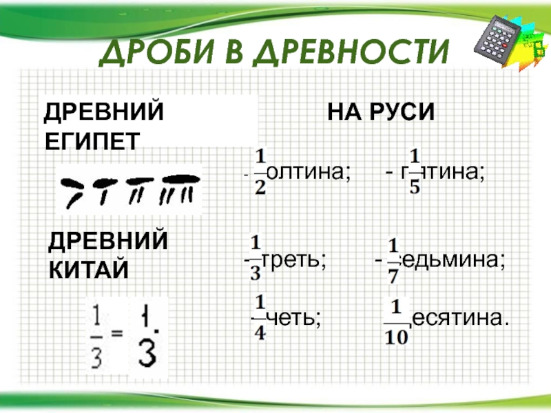 Изображение дробей в древнем египте