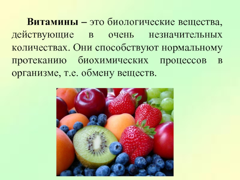 Роль витаминов в развитии организма