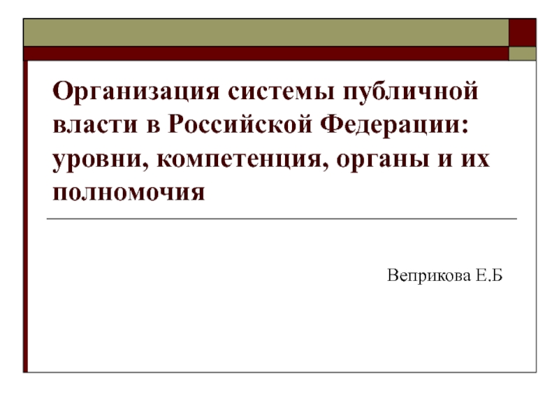 Организация системы публичной власти в Российской Федерации: уровни, компетенция, органы и их полномочия