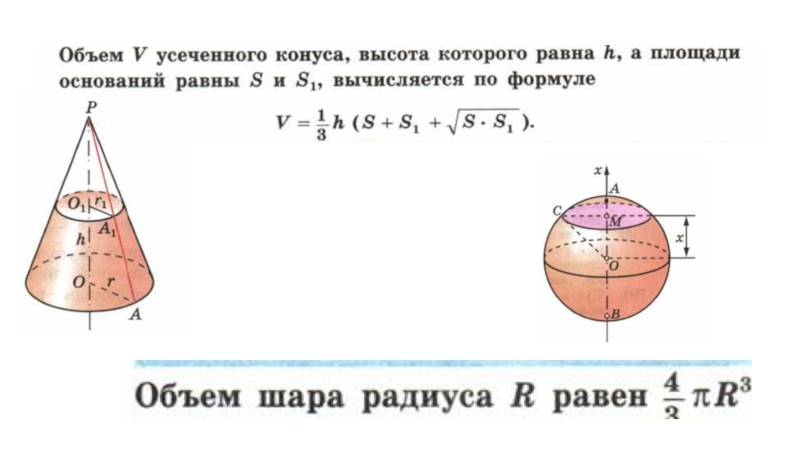 Формула объема усеченного