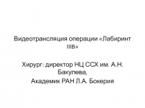 Видеотрансляция операции Лабиринт IIIB 
Хирург: директор НЦ ССХ им. А.Н