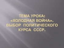 Холодная война». Выбор политического курса СССР.