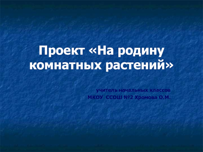 Проект «На родину комнатных растений»