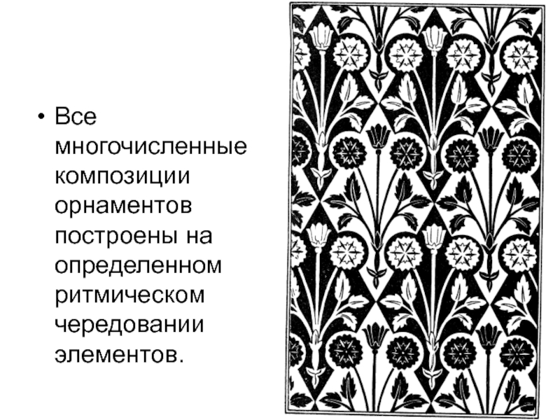 Узор выполненный в ритмичном чередовании элементов изображения называется как