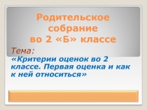 Критерии оценок. Первая оценка и как к ней относиться 2 класс