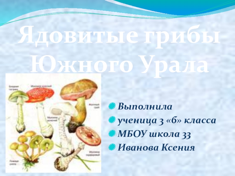 Ядовитые грибы Южного Урала 3 класс