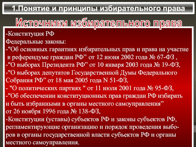 Правовые гарантии конституции рф. Избирательные принципы РФ понятие принципы.