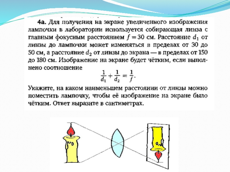 На экране необходимо получить увеличенное изображение свечи