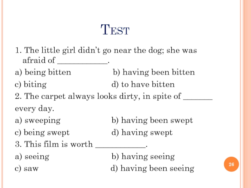 Non finite forms of the verb презентация