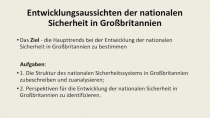 Entwicklungsaussichten der nationalen Sicherheit in Großbritannien