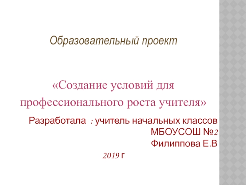 Презентация Создание условий для профессионального роста учителя