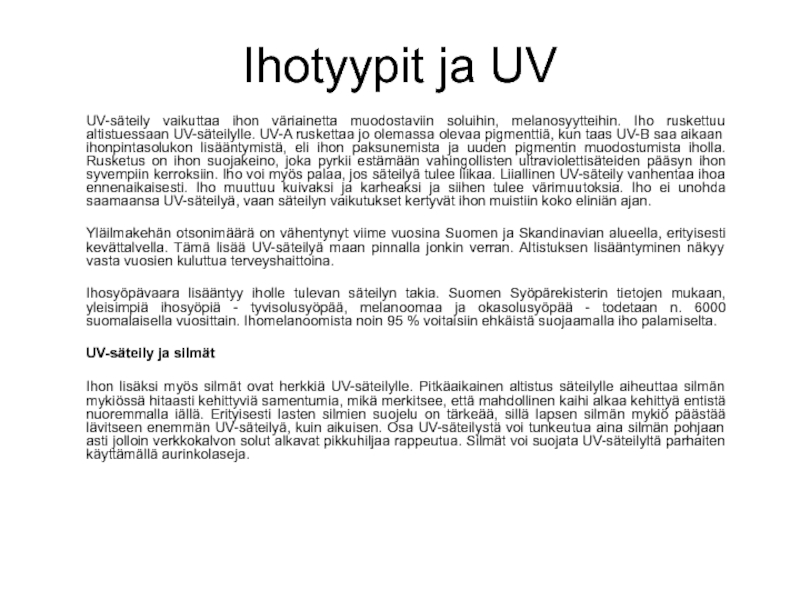 Ihotyypit ja UV