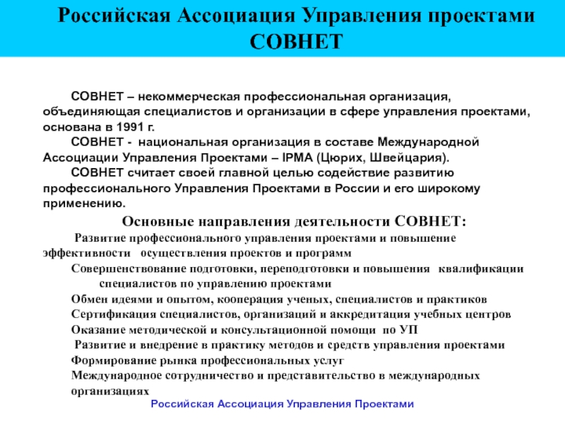 Какие профессиональные ассоциации объединяют специалистов в области управления проектами