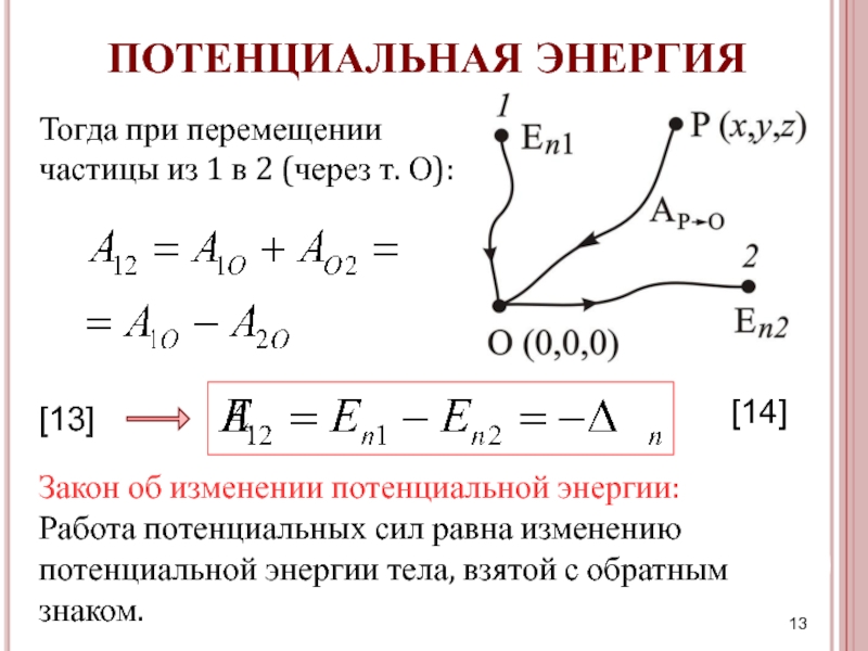 Работа изменение потенциальной энергии