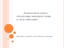 Адаптация дождевого червя к среде обитания