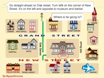 1
Go straight ahead on Oak street. Turn leftt on the corner of New Street. It’s