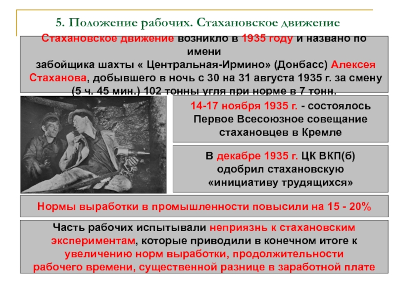 Возникло движение. 1935 Движение Стахановцев. Начало Стахановского движения. Стахановское движение кратко. Положение рабочих Стахановское движение.