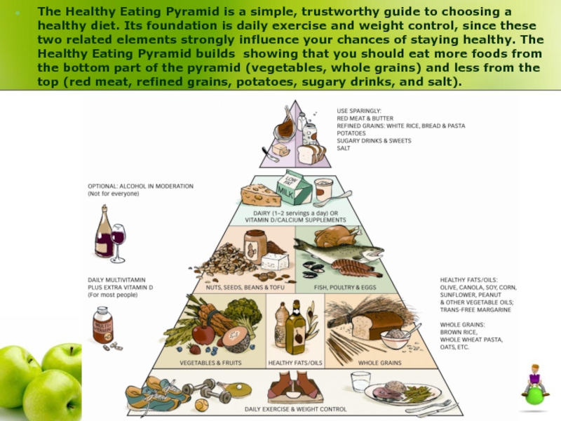 The Healthy Eating Pyramid is a simple, trustworthy guide to choosing a healthy diet. Its foundation is