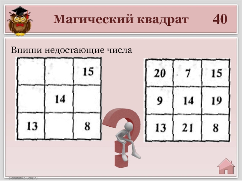 Магический квадрат Пифагора. Задача Пифагора про учеников. Замолксис ученик Пифагора.