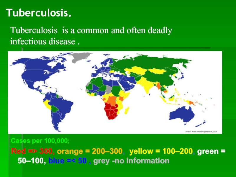 Cases per 100,000; Red => 300, orange = 200–300, yellow = 100–200, green = 50–100, blue =<