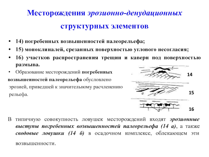 Месторождения эрозионно-денудационных структурных элементов