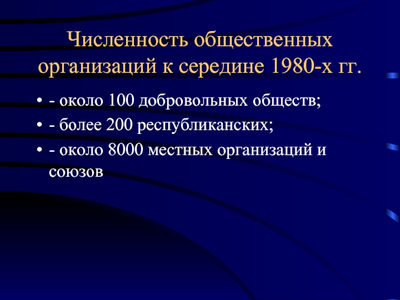 Количество общественный. Общественные организации презентация. Тема общественные организации. Общественные объединения и организации периода СССР.. Общественные организации в середине 90.